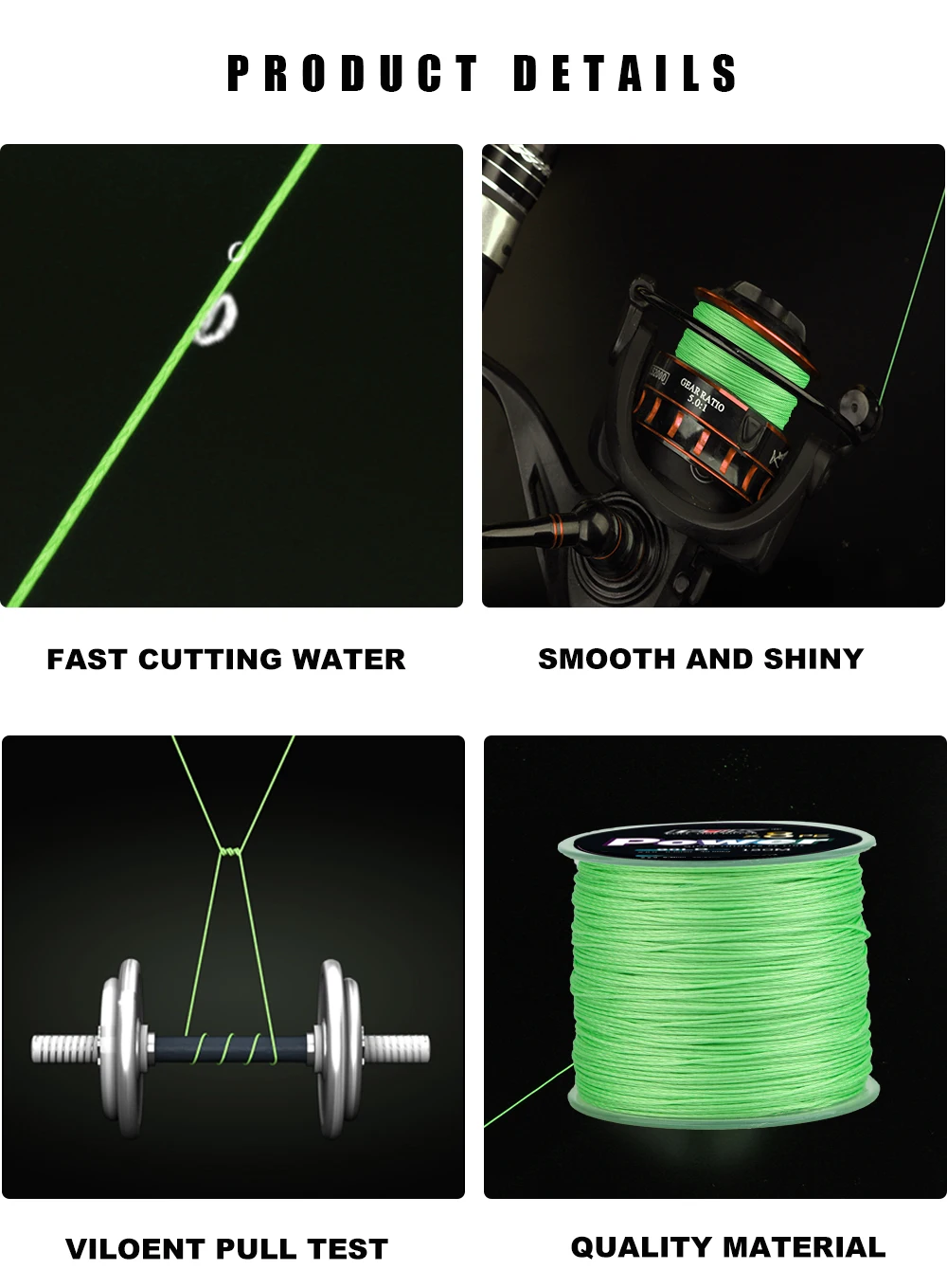 FTK 8X Angelschnur 120M 8-Strang Geflochtene Angelschnur Multifilament PE-Schnur für Karpfenangeln – Detail 6