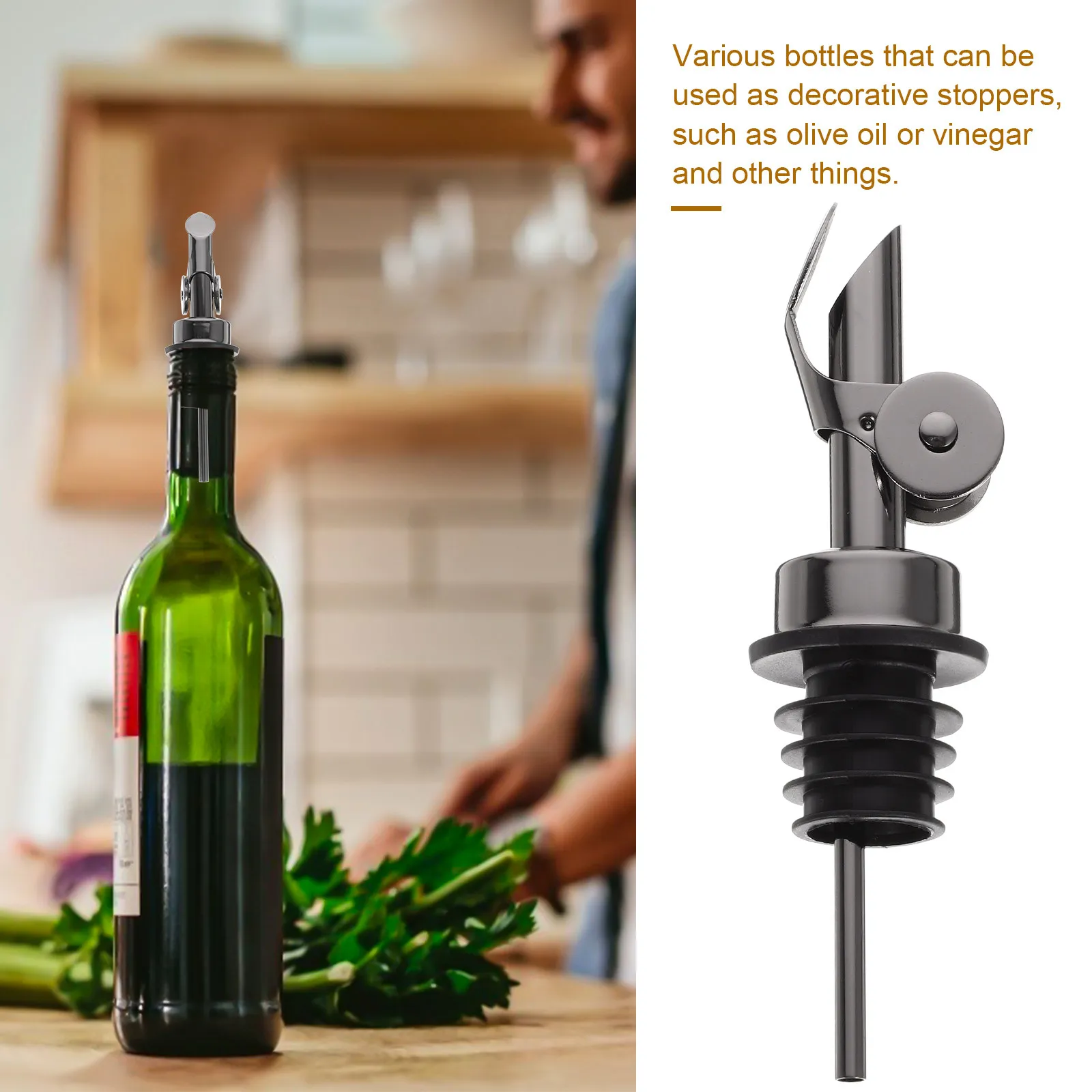 Stainless Steel Liquor Bottle Pourers with Flip Caps Fast Pour Oil Vinegar Dispenser Spouts for Wine Spirits Alcohol