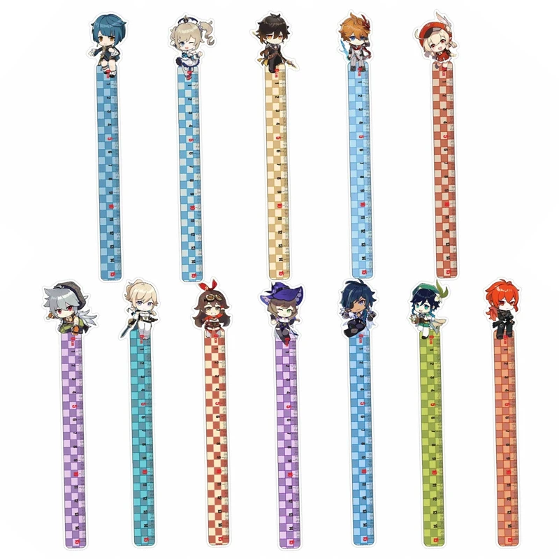 Genshin Impact Rulers Straight Ruler Keqing Klee Barbatos Kawaii Stationery Student Drafting Supplies School Supply