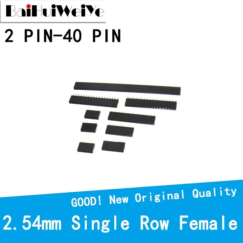10Pcs 2P~40 Pin 2.54 mm Straight Single Row Female Socket PCB Board Pin Header Strip Connector for Arduino
