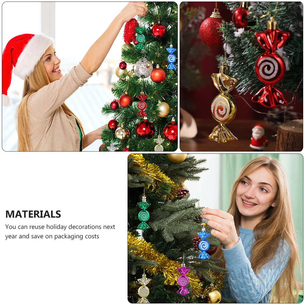 

18Pcs Christmas Candy Hanging Ornament Decorative Pendants Festive Supplies for Home Mall Hotel Bar Decoration