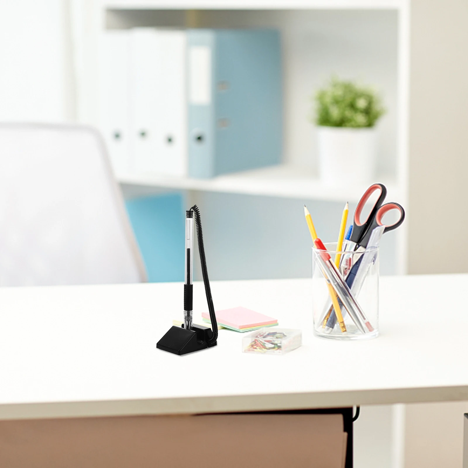 

4pcs Professional Ballpoint With Holder Stand Vertical Table Fixed Signature Pen For Office Hotel Lobby Multi-Function Writing