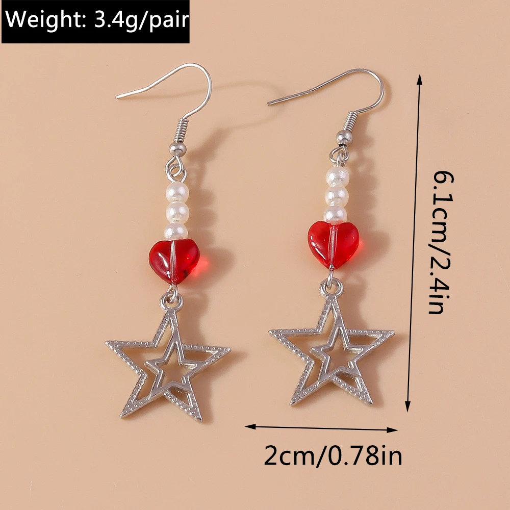Ethnische Legierungs-Ohrringe mit Herzanhänger für Damen und Mädchen, Party- und Festival-Schmuck, Geschenke – Detail 38