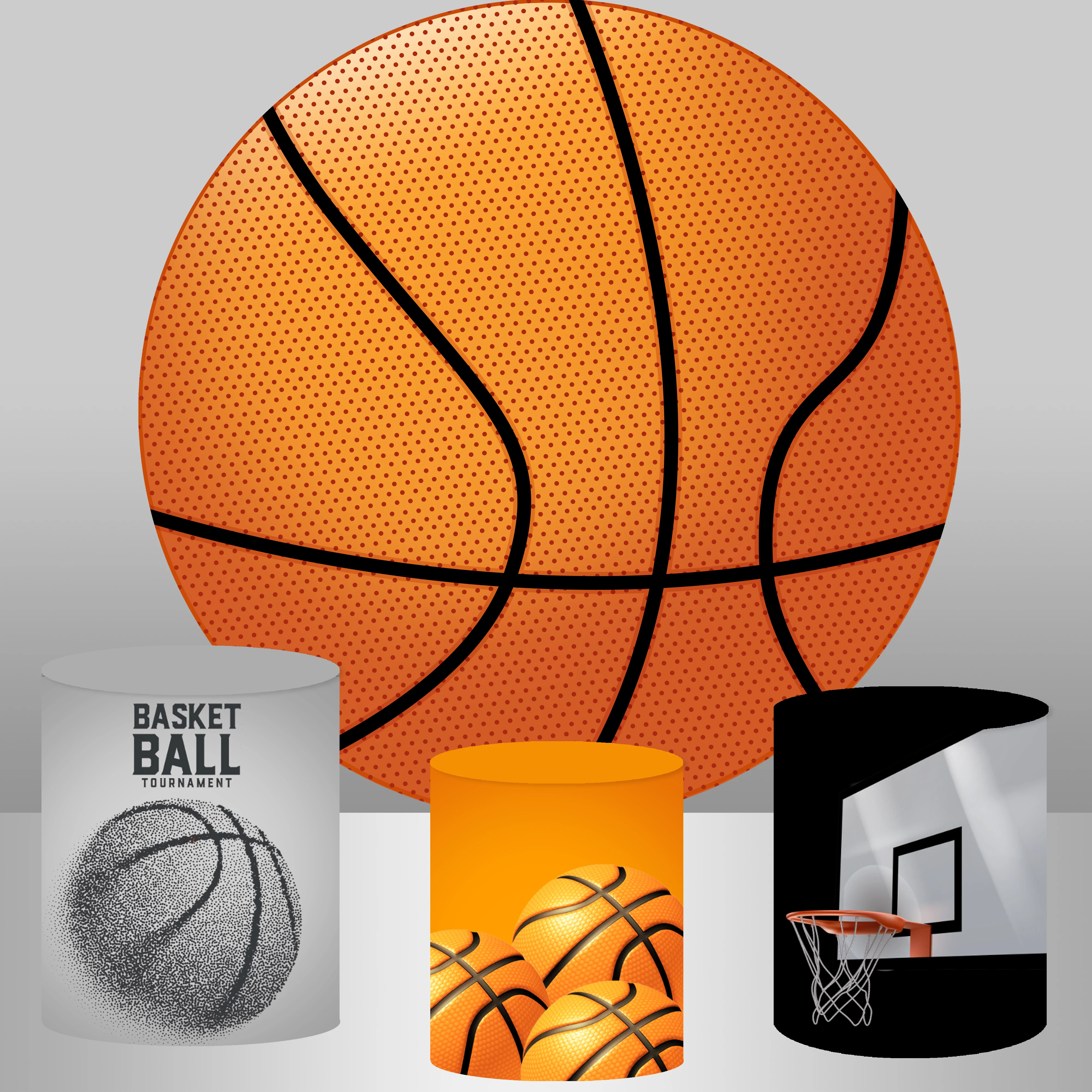 

Round Circle Backdrops Cover Basketball Sports Party Background Boys Birthday Party Event Decor Baby Shower Table Plinth Covers