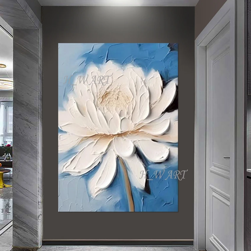 Abstract Acrylic Knife Flower Oil Paintings Frameless Natural Plant Still Life Art Canvas Picture Modern Restaurant Wall Decor