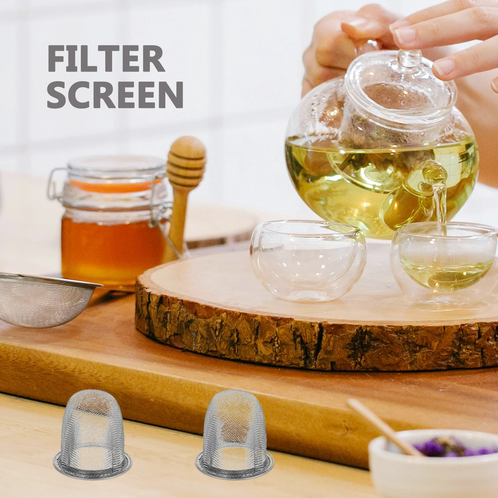 

2pcs Stainless Steel Fine Mesh Filter Reusable Infuser Strainer For Loose Leaf Tea Brewing Teapot Cup Easy Clean Metal