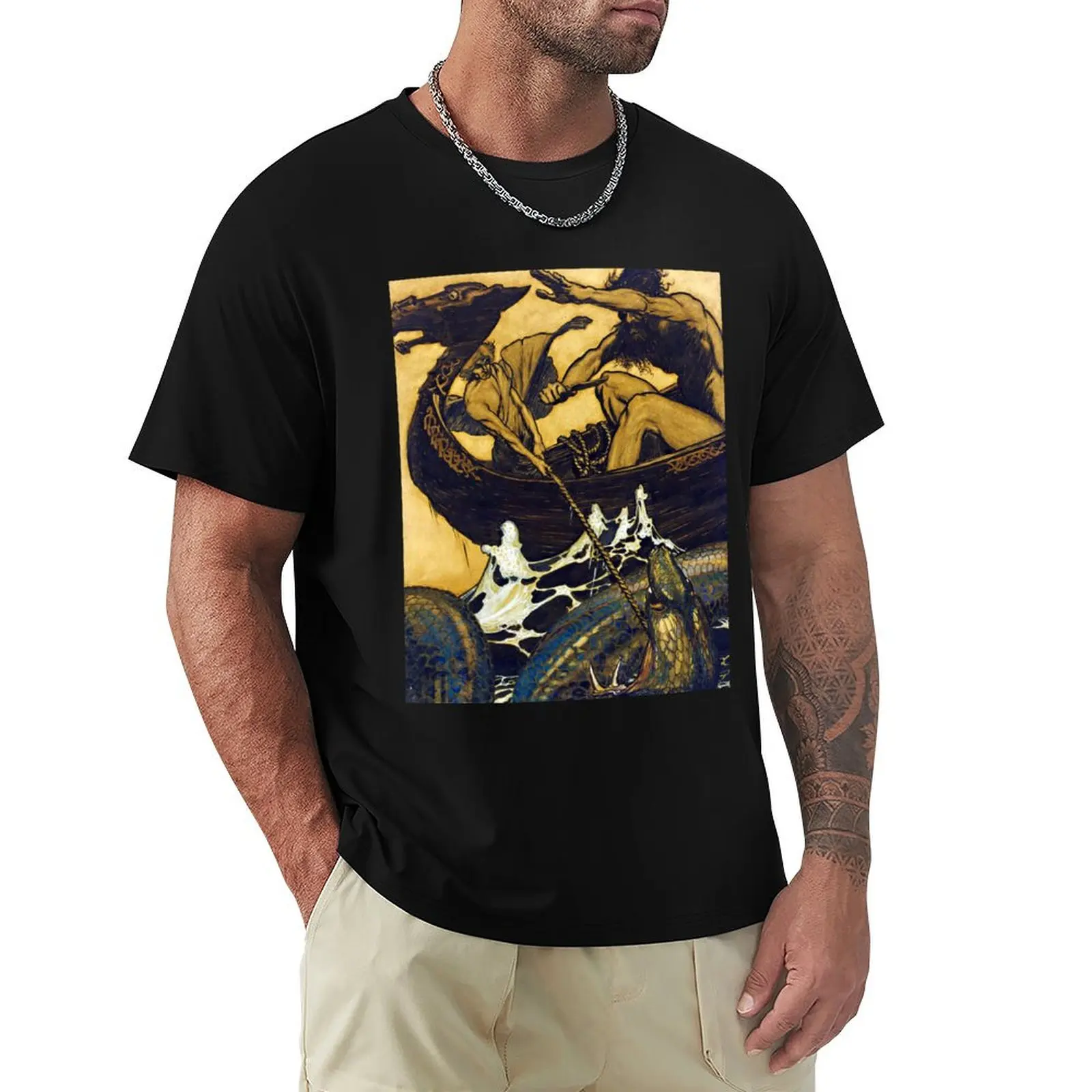 

Sea Battle - Arthur Rackham T-Shirt Simple Casual Short Sleeve Cotton T-Shirt