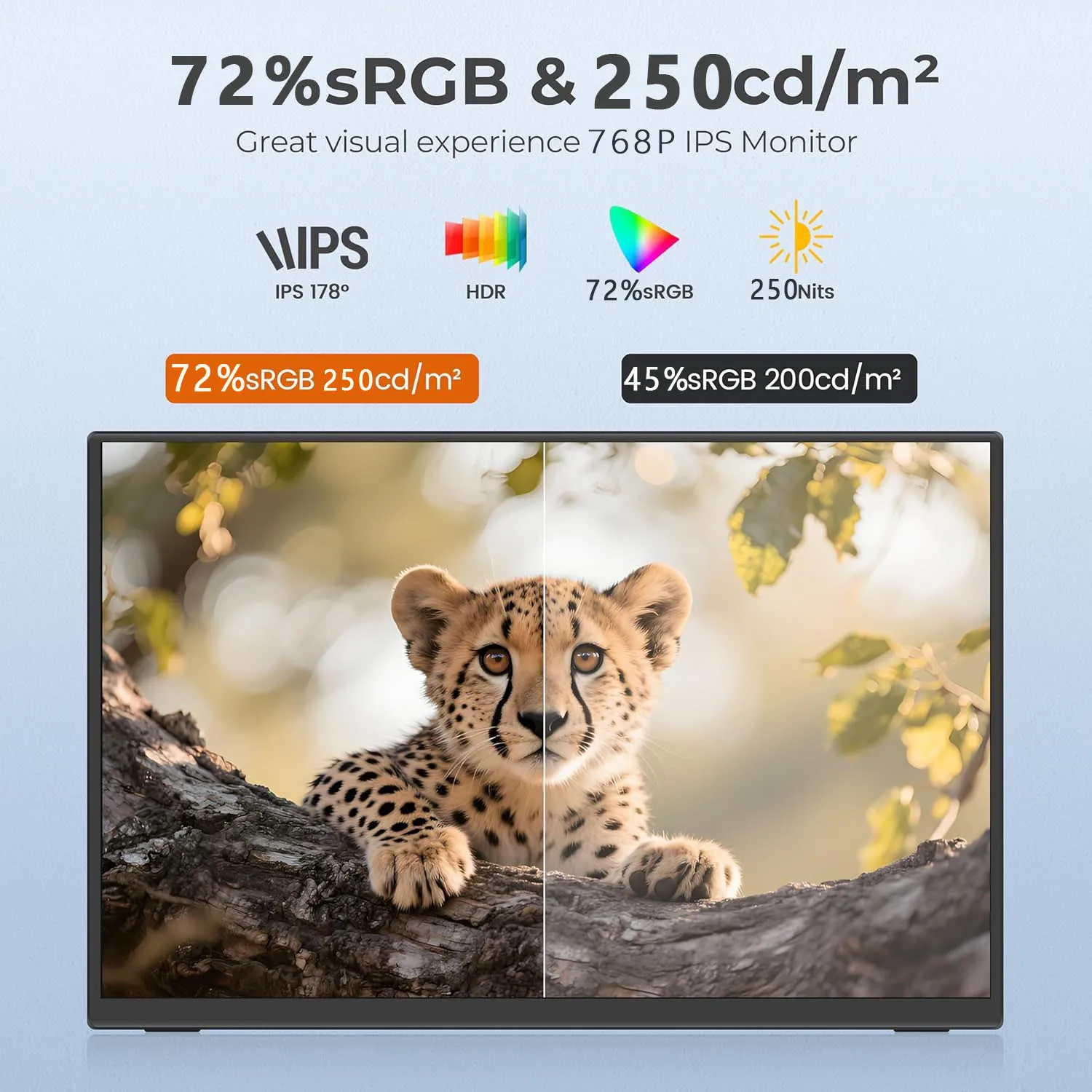 14 Inch Portable Monitors 1366*768P HD 72%sRGB IPS 250Nits With Type-C Mini HDMI For Phone Laptop PS4/5 XBox Mac Dack Switch
