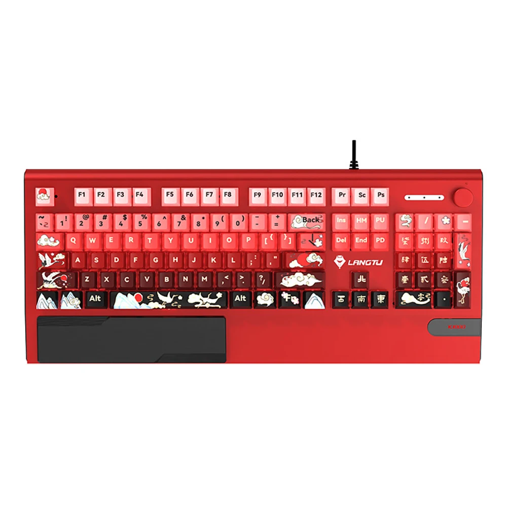 Mechanical Keyboard K1000 PBT Wired Red Black Green Axis Multifunctional Knob Esports Games Office Computer Keyboard Accessories