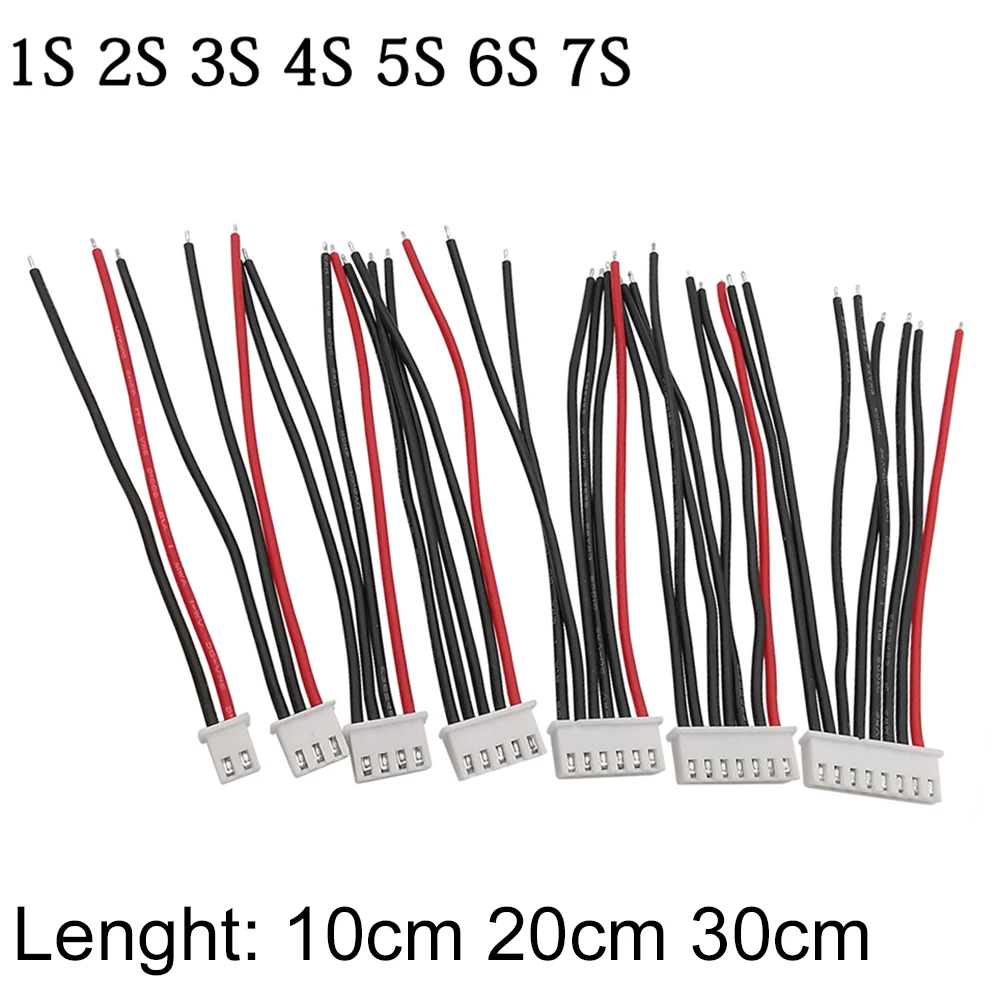 5Pcs JST XH Connectors Adapter Plug 1s 2s 3s 4s 5s 6s 7s Balance Changer Cable 22AWG Silicone Wire 10/15/20cm for Lipo Battery