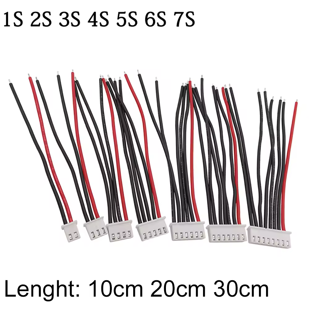 5 Pz JST XH Connettori Adattatore Spina 1s 2s 3s 4s 5s 6s 7s Balance Changer Cavo 22AWG Filo di Silicone 10/15/20cm per Lipo Batteria