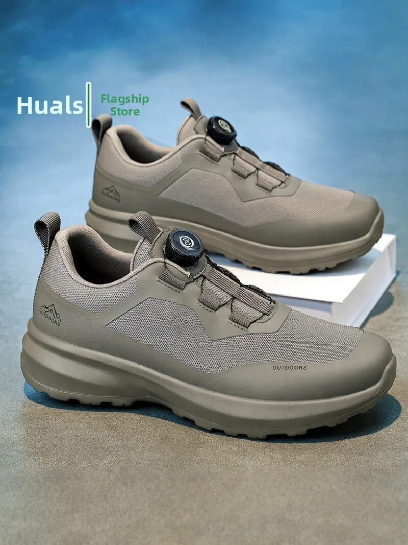 Men's Casual Sport Shoes Spring Autumn Seasonal Thick Bottom Anti-slip Running Shoes Black Dad Shoes round Toe Breathable