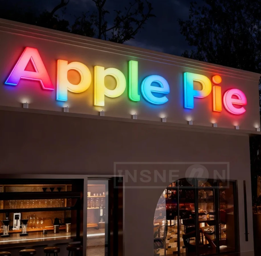 Led شعار العلامة التجارية الفاخرة تسجيل الأعمال مخصص RGB المعادن تسجيل الجدار في الهواء الطلق ضوء المعادن المرآب دي مطعم النيون مضيئة رسائل