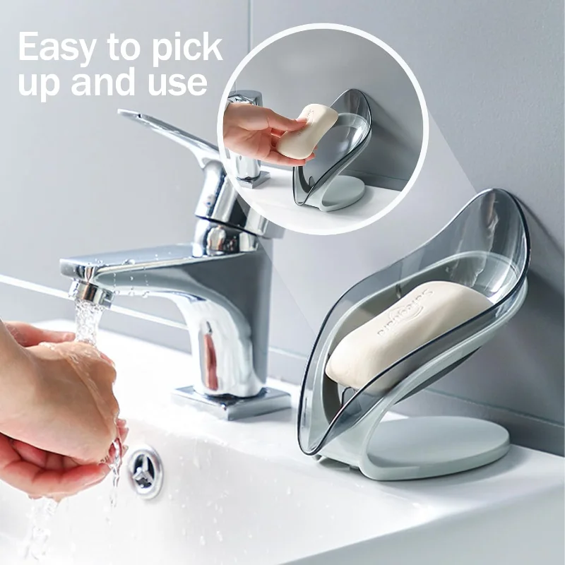 

1pcs Leaf-like Soap Holder for Bathroom Leaf Shape Soap Dish with Suction Cup Holder Drain Holder Box Bathroom Accessories