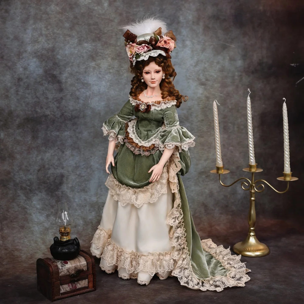 

Cloveray 28 inch Large Size Victorian Style Porcelain Doll Retro Ceramic Doll Ceramic Limb Cloth Body Handmade Original Artwork