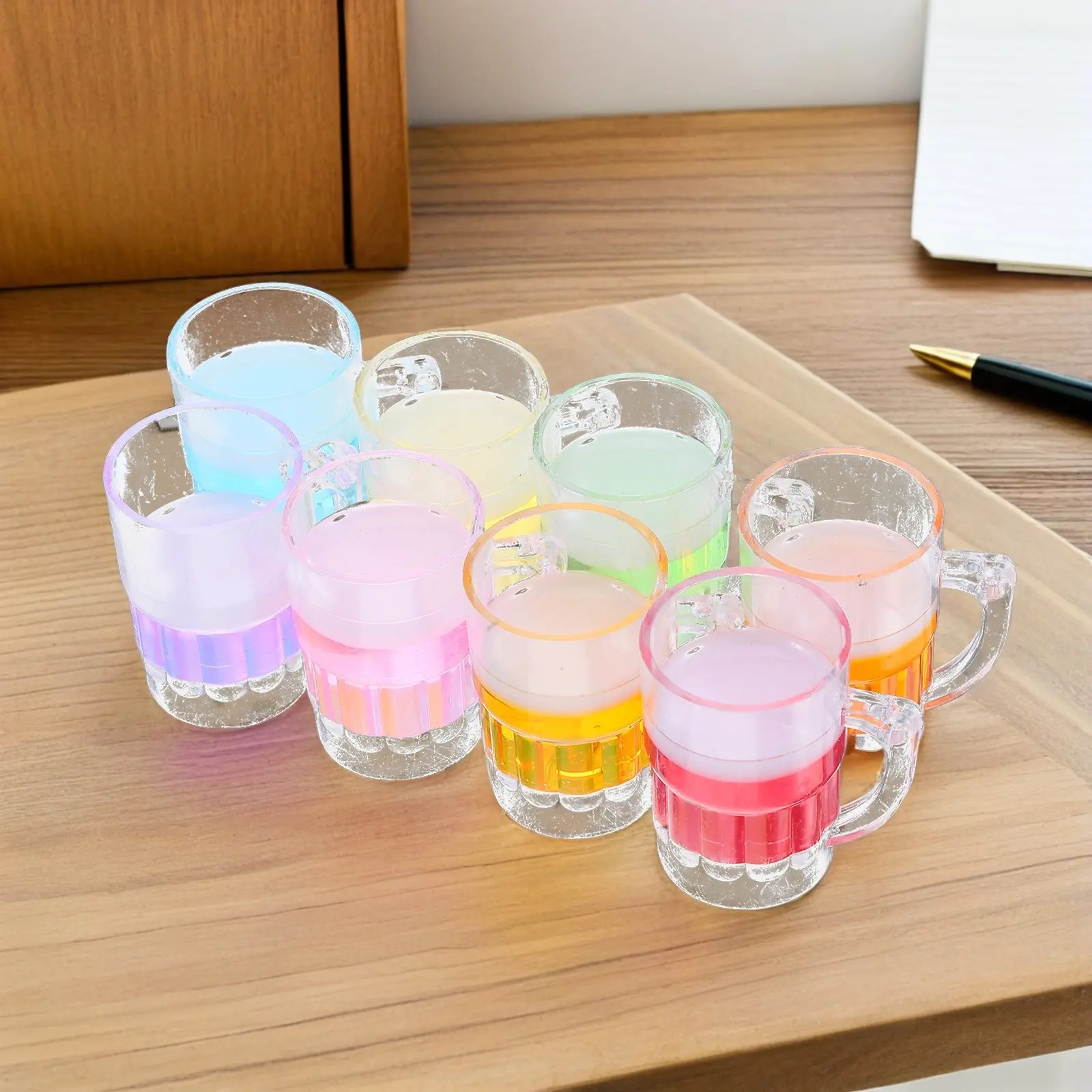 24個入り-ミニチュアビールカップ-プラスチック製ドールハウスマグカップ-リアルな質感-携帯用デザイン-キッチンバーセットアップ-想像力豊かなロールプレイ用