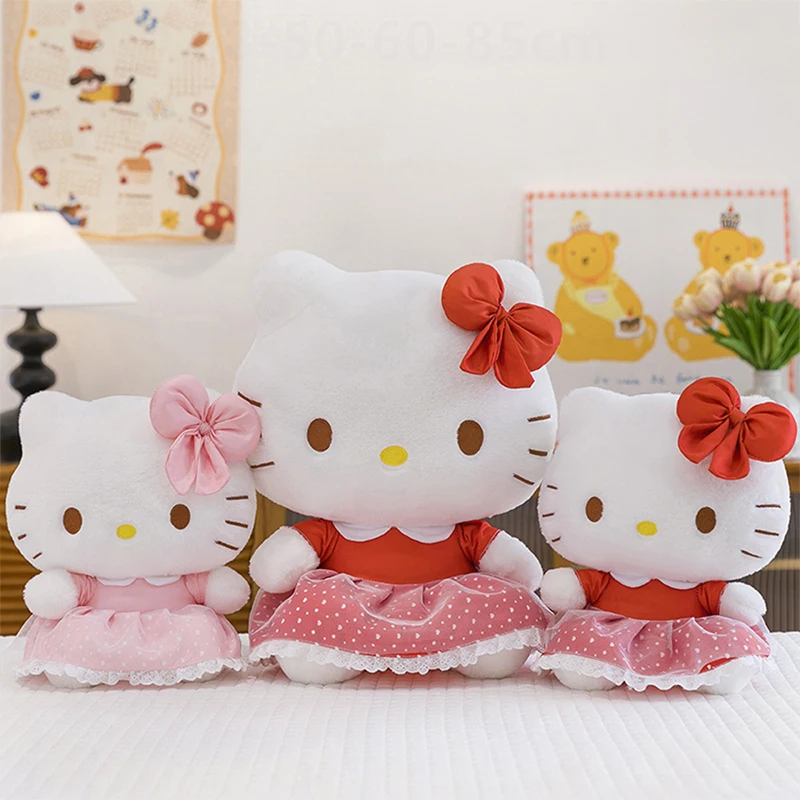 

Cute Hello Kitty Plush Toy with Bow Kitten Stuffed Animal Baby Cuddly Doll for Kids Birthday Christmas Gift Soft Toy for Girls