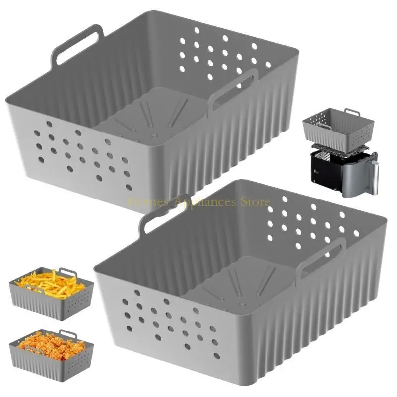 D0AB PACK 2 воздушной фритюрной панели силиконовой воздушной корзины корзина воздушного фритюрного фритюрного миски силиконовый