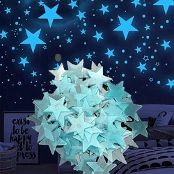 100/50/3 stücke im Dunkeln leuchten 3d Sterne Mond Wanda uf kleber leuchtende Aufkleber Kinder Baby zimmer Schlafzimmer Decke Wohnkultur Glühen Stern