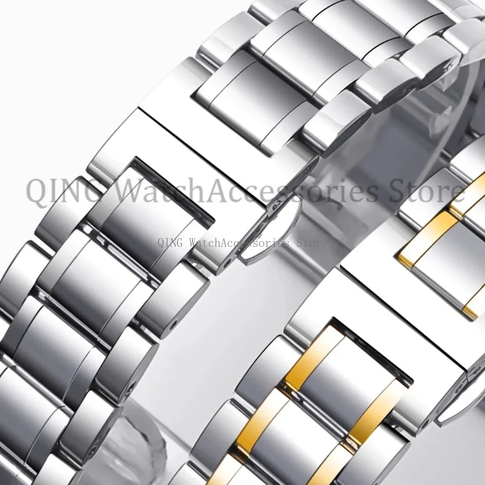 Armband aus massivem Edelstahl mit gebogenem Ende, universell, für Herren und Damen, Metallarmband, Sport-Ersatzarmband, Schmetterlingsschnalle – Detail 11