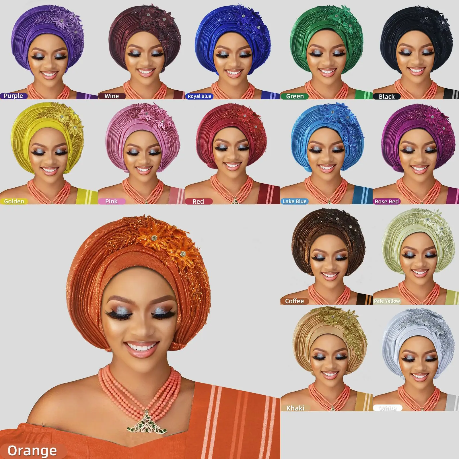 Nigerian Gele Wedding Festival Multi-Layered Appliques Hat for Women Turban Cap Muslim Hijab Bonnet African Auto Geles Head Wrap