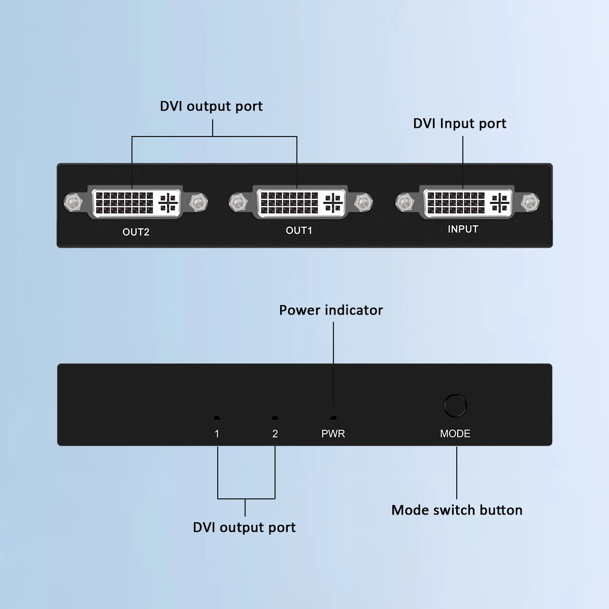 ​DVI Splitter 1X2 Switch Switcher 1 DVI-D input and 2 DVI-D output Dual Display For display Computer