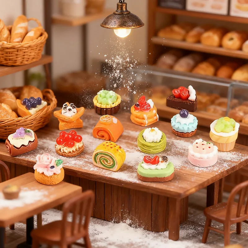 10/20/50/100pcs Resin Artificial Small Cake Models for Dollhouse Decoration Realistic Simulation Cake Props Scene Ornaments Home