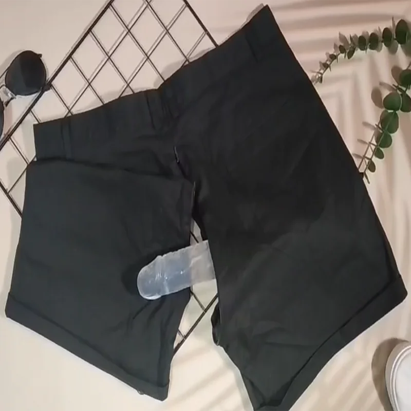 Men's Jeans Shorts Summer Thin Invisible Open-Seat Pants Fifth Pants Versatile Simple Denim Pants Retro Casual Pants Outdoor Sex