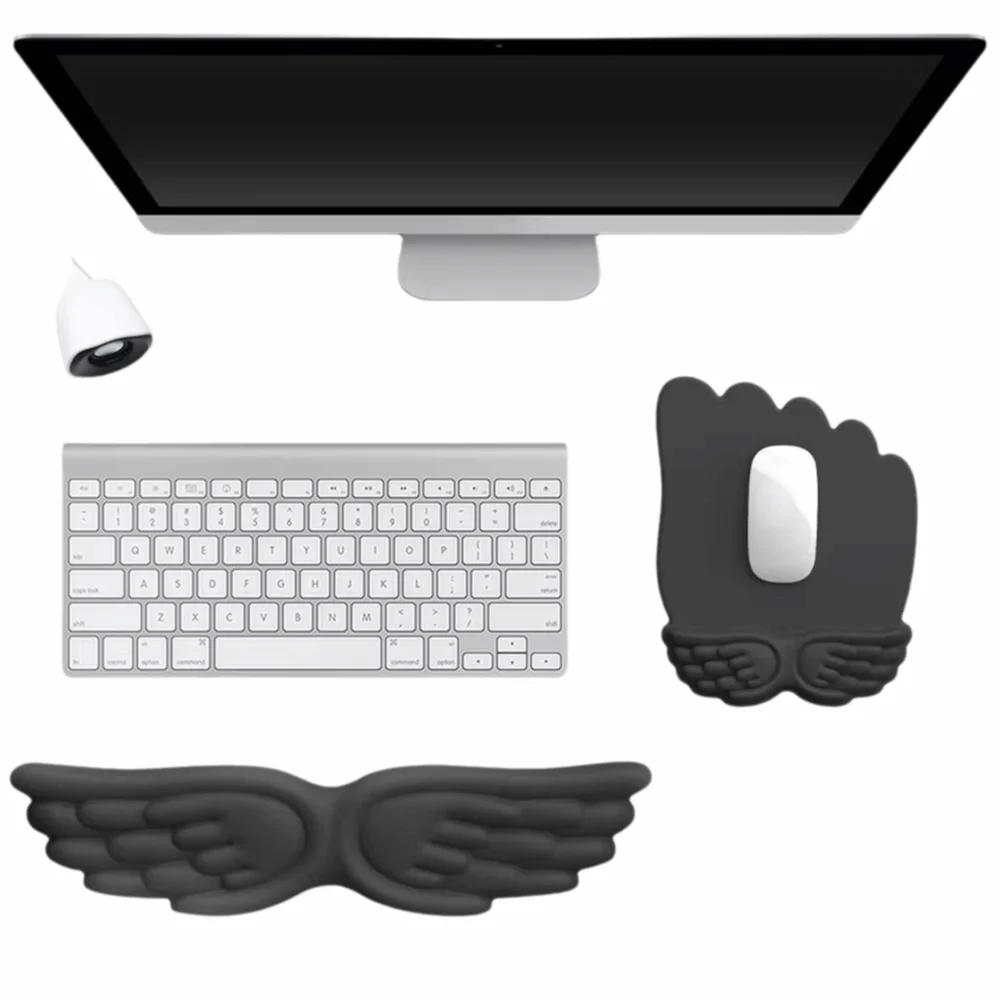 

Slow Rebound Mouse Wrist Support Pad Wing Design Creative Ergonomic Mouse Cushion Waterproof PU Non-Slip Base