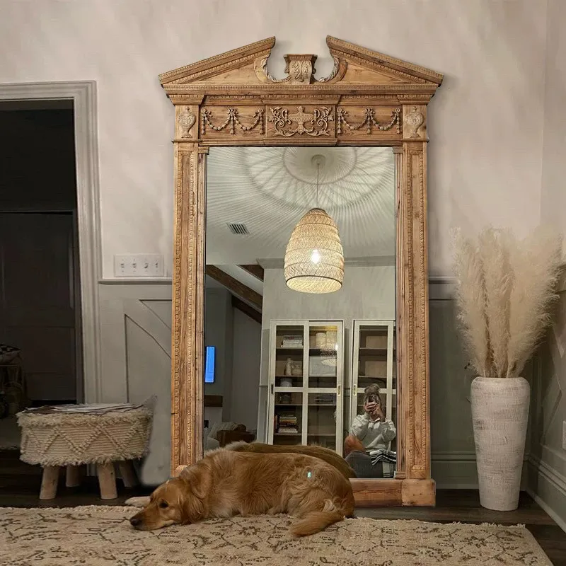 

American retro full body medieval floor mirror bedroom clothing store fitting mirror French special-shaped