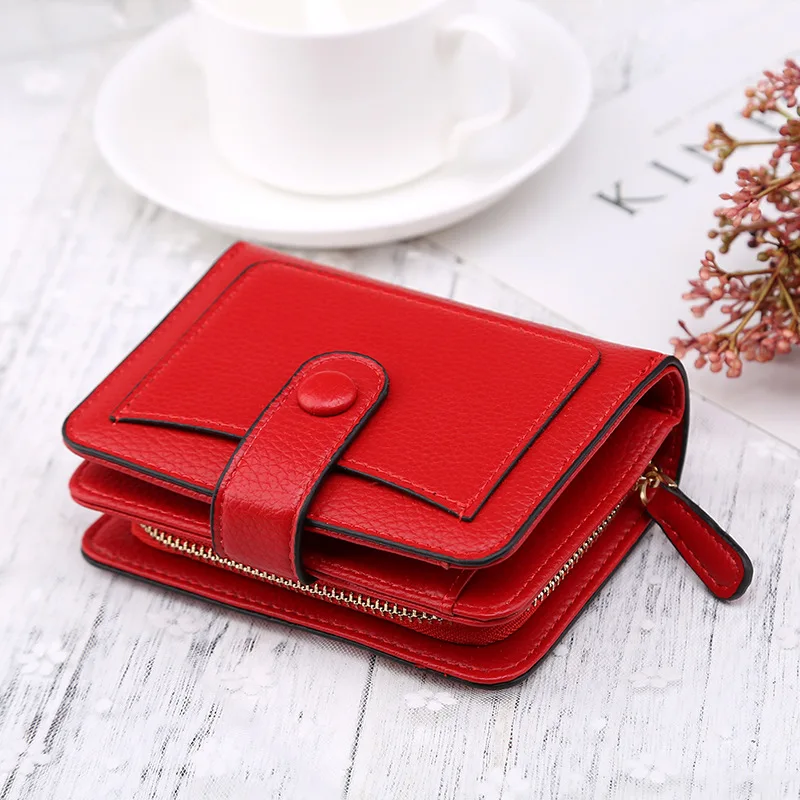 Women Wallet and Purse Black/gray/green/purple/blue/red Card Holder Wallet Case PU Leather Female Money Bag 2022 Coin Purse Bags