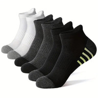 5 pairs a set of large size mesh breathable basketball sports boat socks spring summer men's white and black short socks
