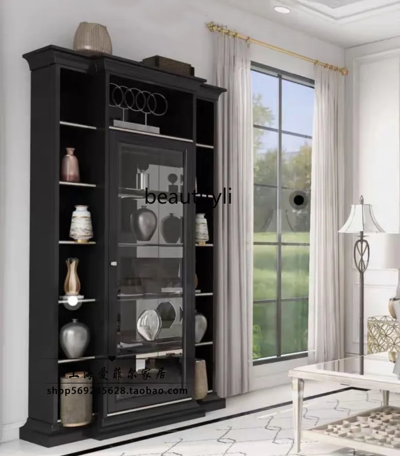 

American wine cabinet dining side cabinet solid wood display cabinet storage display