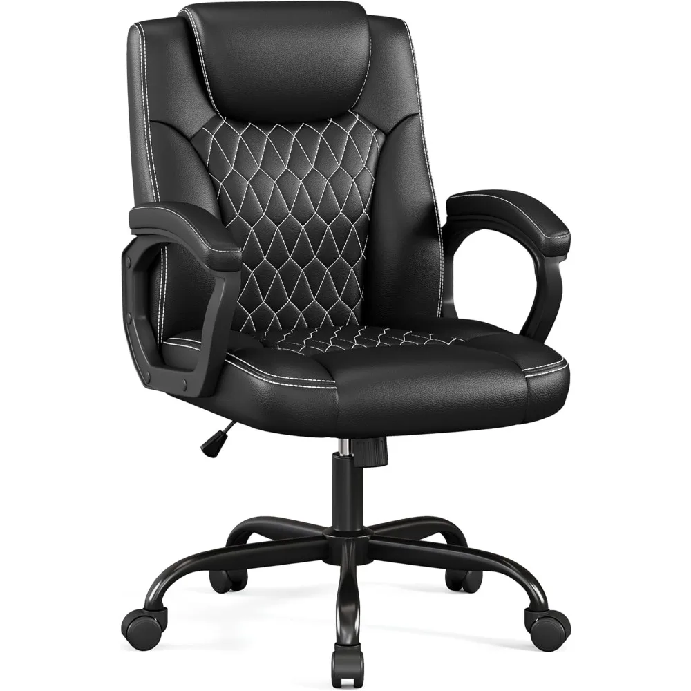 كرسي مكتب، كرسي مكتب تنفيذي، كراسي تنفيذية مريحة من جلد البولي يوريثان مع مسند ذراع ثابت، ارتفاع قابل للتعديل، صخرة #1