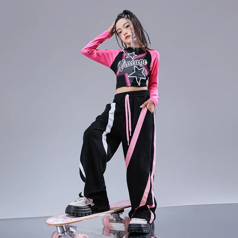 Jazz Dans Meisjes Kleding Herfst En Winter Trendy Cool Walk Fashion Kleding Voor Kinderen Streetdance Performance Kleding