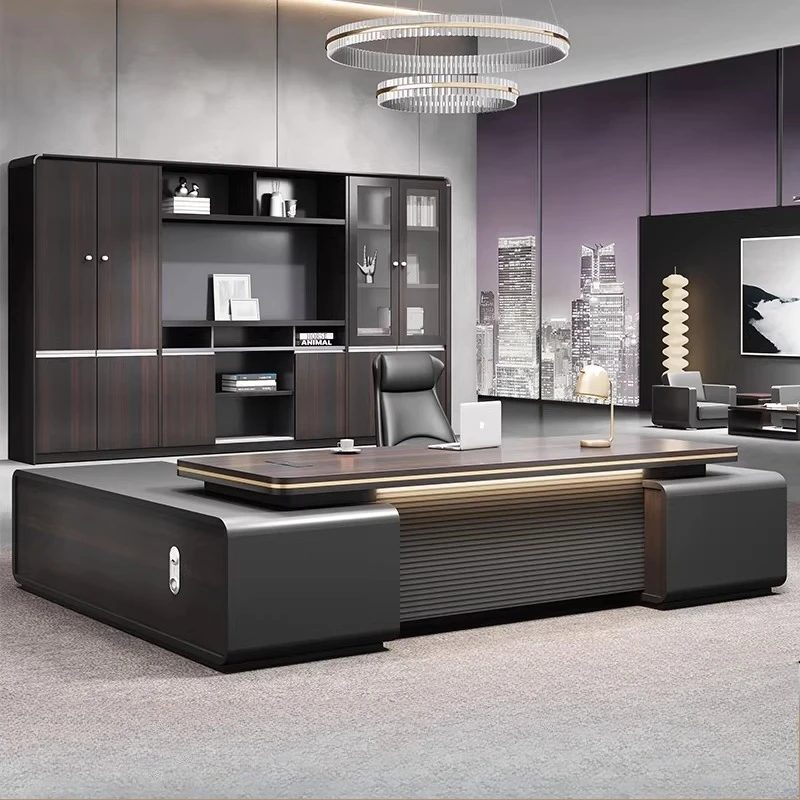 Standing Drawers European Floor Computer Desks Black Wood Escritorios De Ordenador Modern Furniture Corner Storage Office Desk