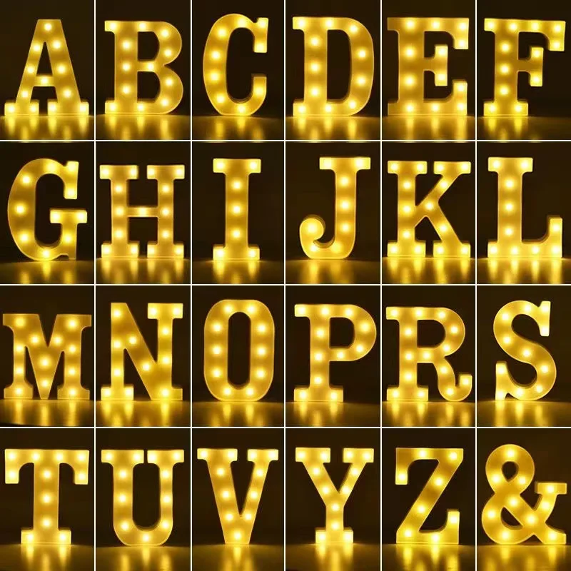 Wedding Decoration Alphabet LED Night Lights Marry Me Luminous Number Letter Lamp for Home Valentine Birthday Boho Party Decor