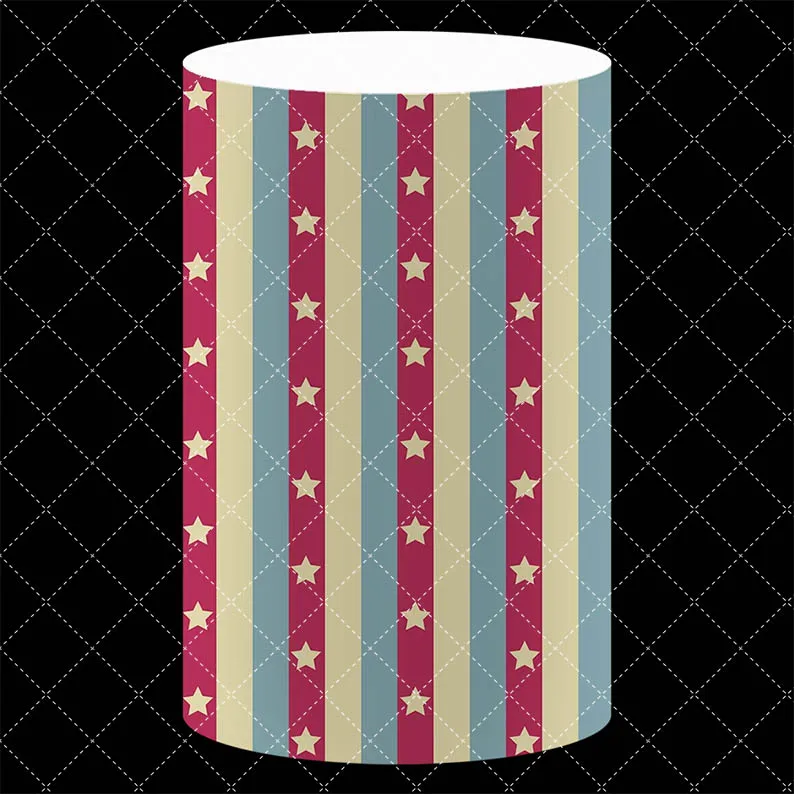 Mehofond Red Circus Tent Cylinder Cover Carnival Newborn Birthday Party Decor Pedestal Covers Baby Shower Dessert Elastic Prop