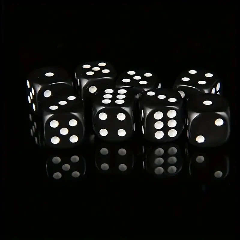 10 Pcs/set 14mm/0.55inch Or 16mm/0.63inch Black Acrylic Dice Board Game Party Entertainment Bar