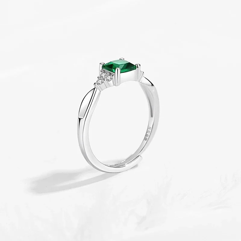 TONGZHE Simple Minimalist Finger 925 Sterling Silver Rings Modest Cute Green Zircon Stone Proposal Engagement Rings For Girl