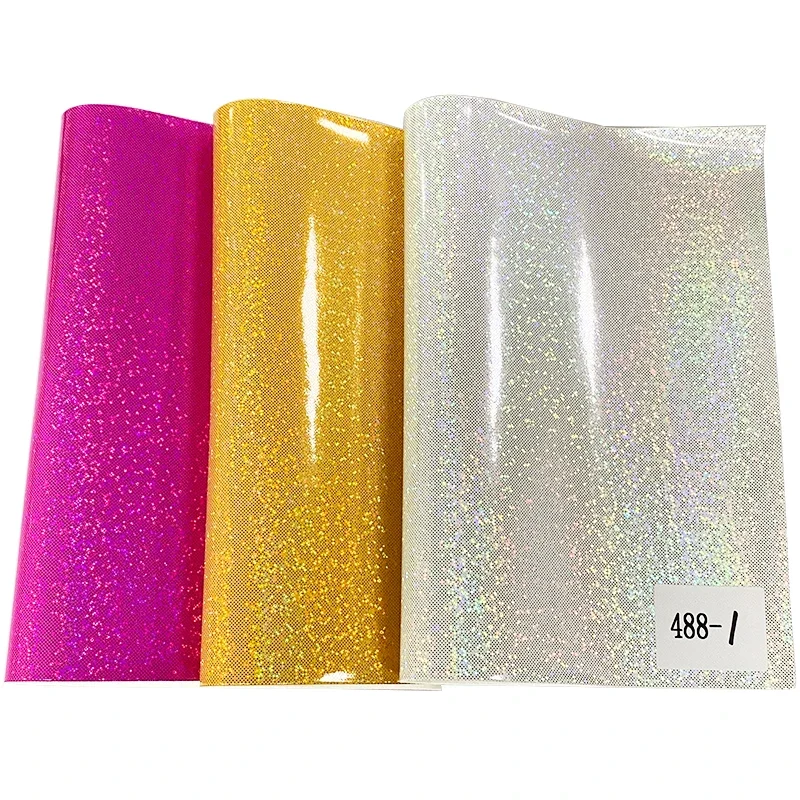 

Smooth Shiny Holographic Crystal Glitter PU Faux Leather Fabric Roll for Making Furniture/Shoe/Bag/Clothing/DIY Accessories