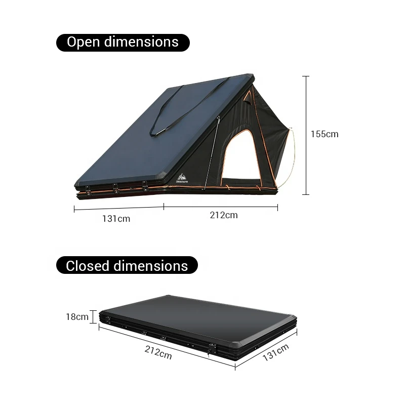 High Quality 2 Person Triangular Hard Shell Car Rooftop Tent, Practical Outdoor Camping Equipment Compatible With SUV Vehicles