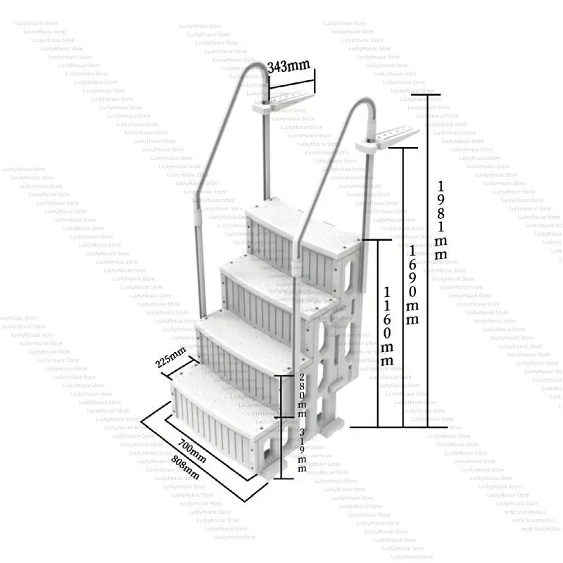 4 Step Plastic Pool Ladder Anti Slip Swimming Pool Stair Above Ground Pool Accessory