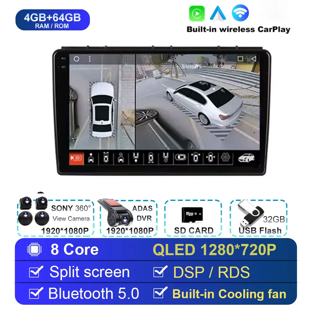 9 inch autoradio Android 15 draadloze Carplay voor Saab 3 2007-2011 multimediaspeler video stereo GPS navigatiescherm 4G WIFI
