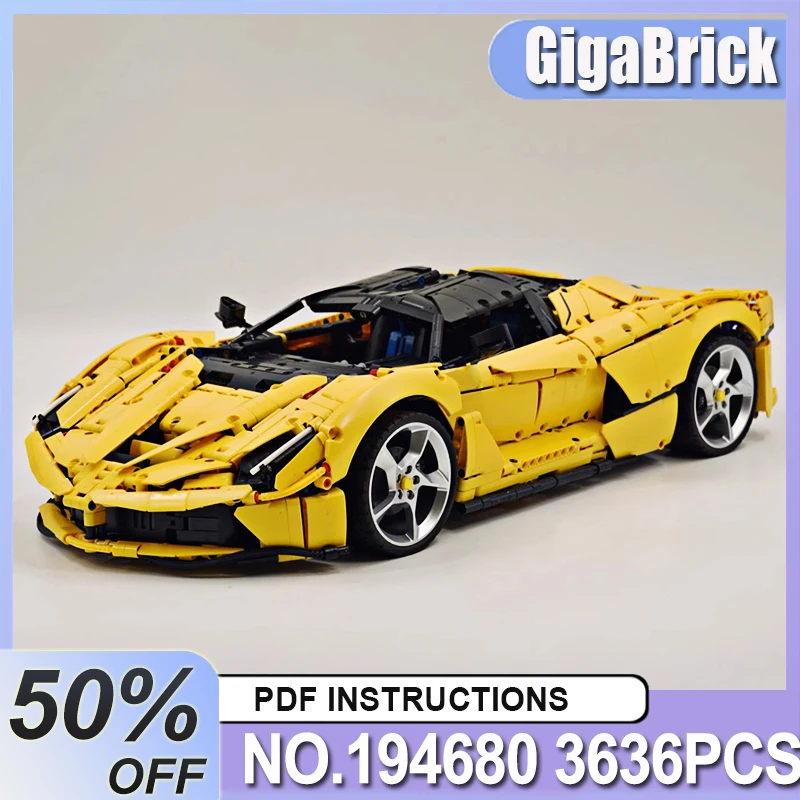 DIY Toys Assembly MOC-194680 yellow Technical Super Sprots Car Model Building Blocks Brick Birthday Christmas Gifts For Kids