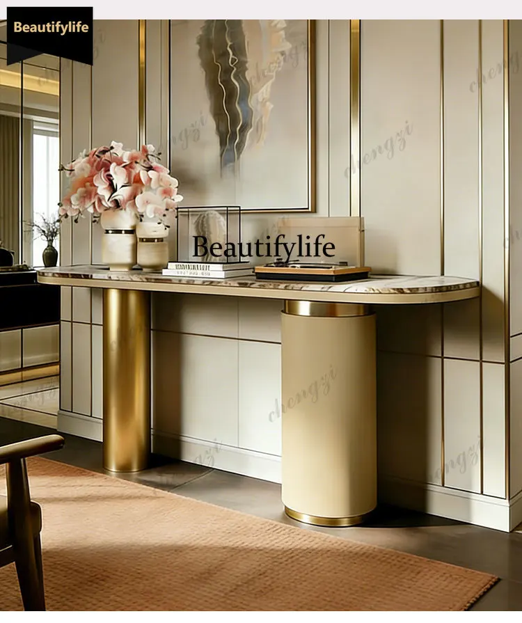 A68High-grade natural modern Italian light luxury entrance marble end view platform