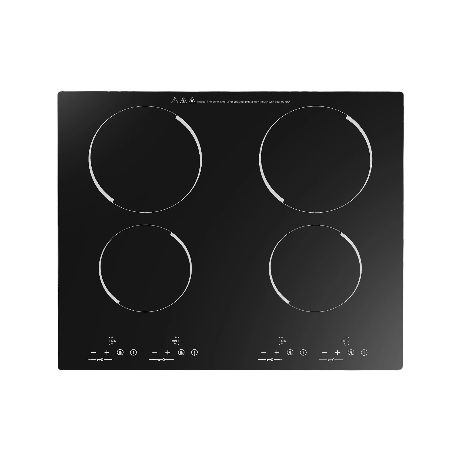 4 Burner Electric Ceramic Cooktop 110V 3000W 9 Power Levels LED Touch Display Built Countertop Dual Mount Overheat Lock Protection Far Infrared Heating Household Restaurant Cooking Range