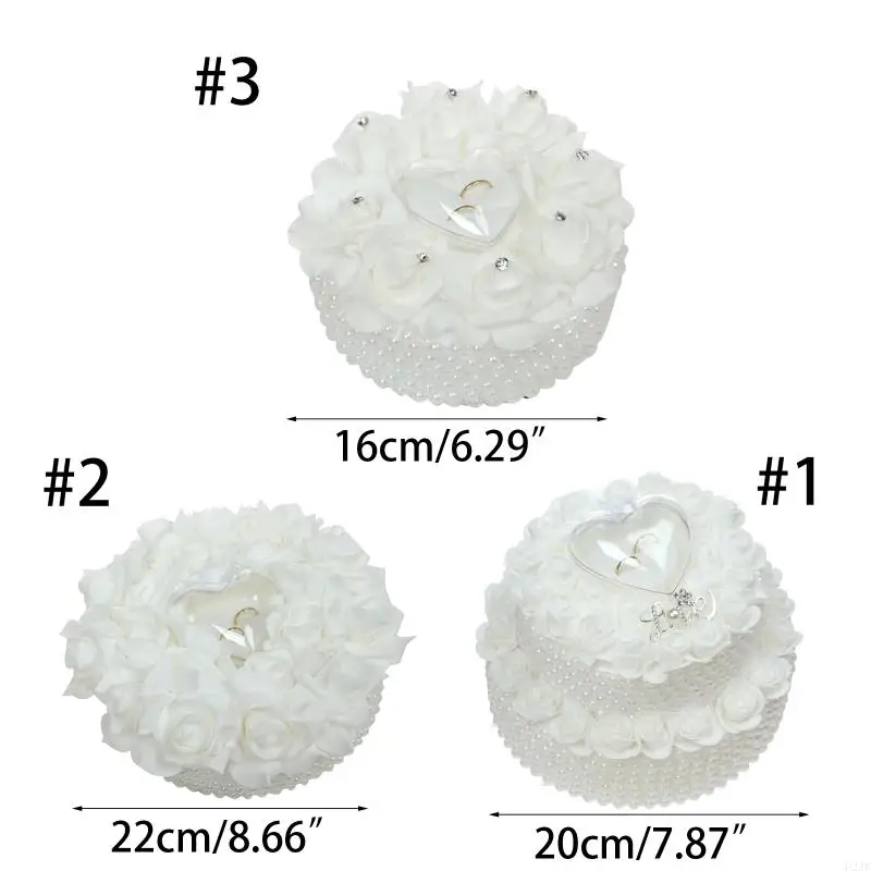 U2JF Hochzeitszeremonie-Ringträger-Rosenblumen-Kissenkissen mit herzförmiger Ringbox