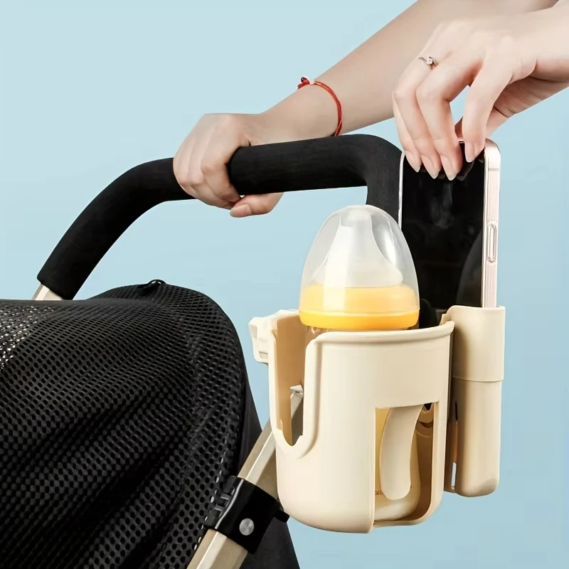 2-in-1 Universal-Kinderwagen-Getränkehalter mit Handyhalterung, universeller Flaschenhalter für Rollstuhl-Kinderwagen-Zubehör – Detail 2