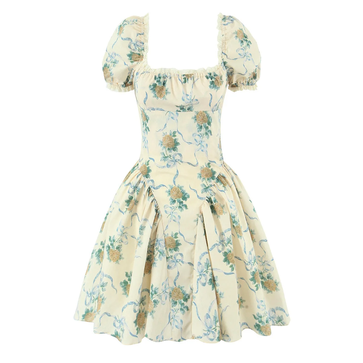 

French Sweet Retro Oil Painting Style Bow Tie Women's Lace Princess Dress
